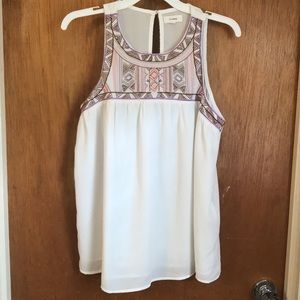 Freeway Cute Embroidered Tank Top - White